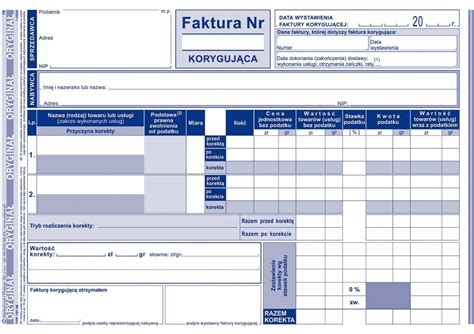 Druk Samokopiuj Cy Faktura Vat Koryguj Ca Netto Pe Na A A K