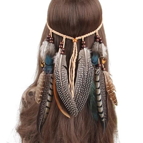 Hippie Indian Feather Headband Indian Tassel Feather Headband