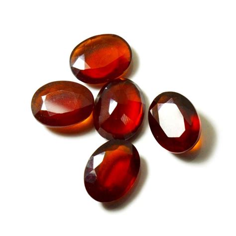 Natural Hessonite Garnet Gomed Loose Gemstone 5 Piece Lot Oval Shape