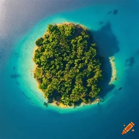 Sunny Aerial View Of A Tropical Island On Craiyon