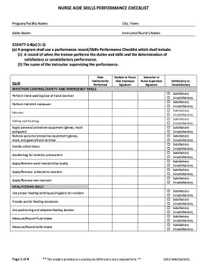 2015 OK Nurse Aide Skills Performance Checklist Fill Online, Printable ...