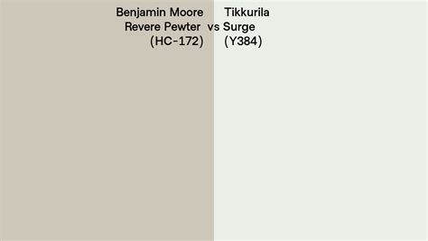 Benjamin Moore Revere Pewter HC 172 Vs Tikkurila Surge Y384 Side By