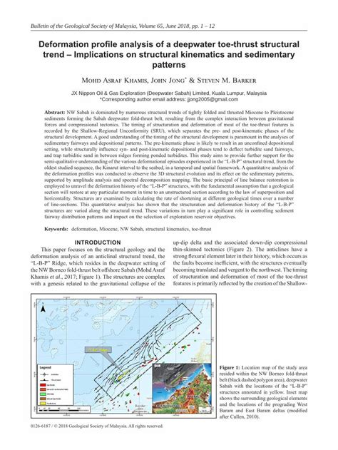 Pdf Deformation Profile Analysis Of A Deepwater Toe Regional Geology