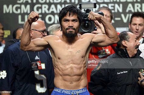 Boxer Manny Pacquiao Poses On The Scale During The Official Weigh In News Photo Getty Images