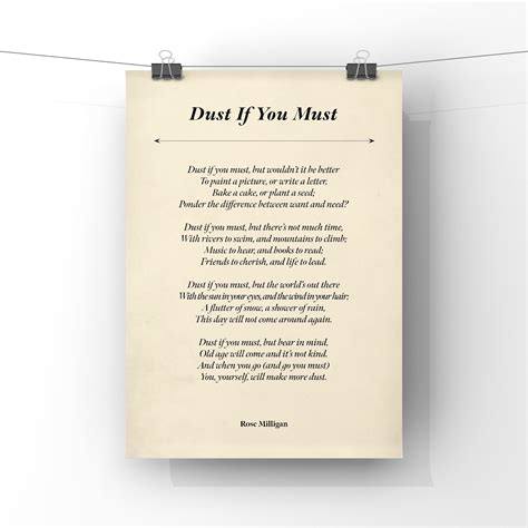 Dust If You Must Italic Script Poem Print Motivational and - Etsy