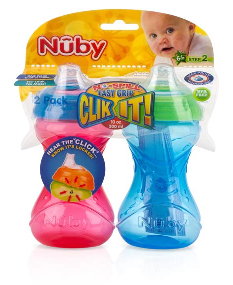 Nuby 2 Pack Clik It Soft Spout Sippy Cups