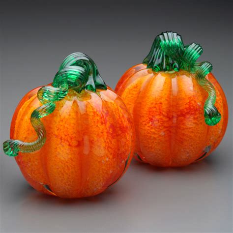 Solid Orange Blown Glass Pumpkin Paperweight Series Small Red Splash Pumpkin Vermont