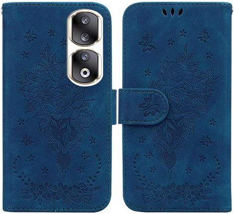 Sprawa Dla Honor 90 Pro Etui Na Portfel Kickstand Emboss Kwiaty Róży Do