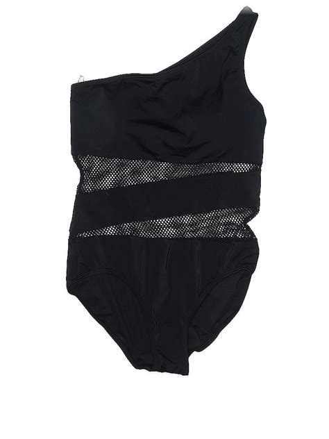 Carmen Marc Valvo Swimwear Solid Black One Piece Swimsuit Size 12 59