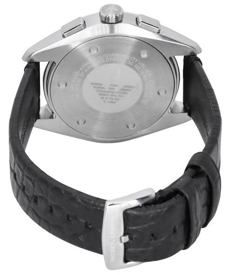 Emporio Armani Claudio Chronograph Black Leather Strap Black Dial