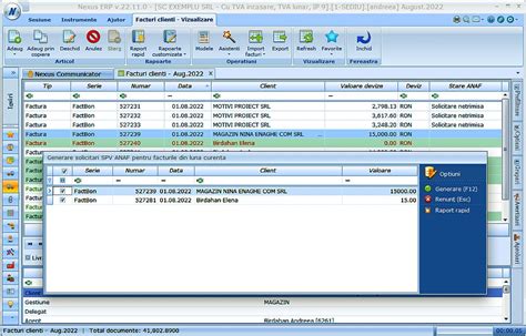 Nexus Erp Posibilitate Generare Solicitari Spv Anaf Pentru Facturile De