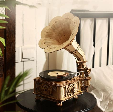Diy Hand Crank Gramophone Wooden Model Kits Woodland Gatherer Aust