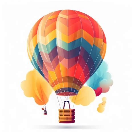 Premium Photo Cartoon A Hot Air Balloon Floating In The Sky On White Background Ai Generated