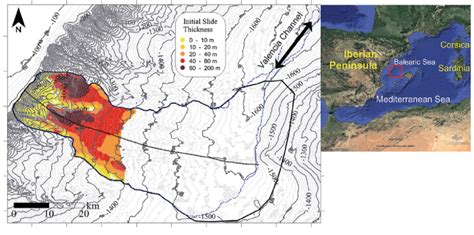 Map Of The Big Debris Flow Area In The Balearic Sea Water Depth