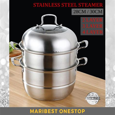 Cm Cm Stainless Steel Steamer Pot Tiers Periuk Kukus