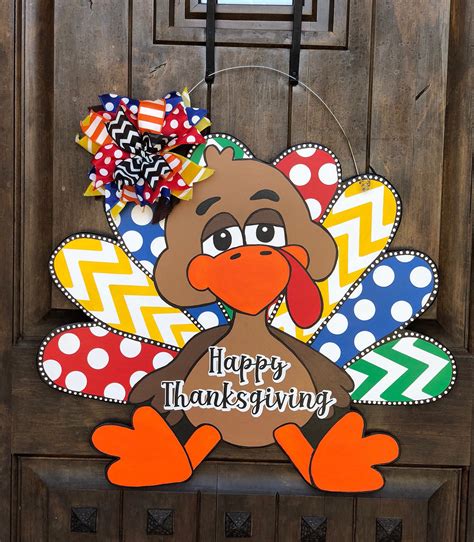 Large Thanksgiving Door Hanger Turkey Door Hanger Fall Decorations