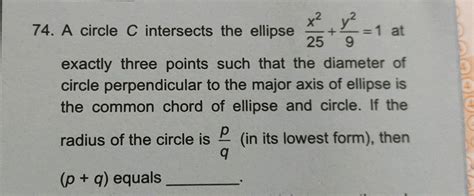 A Circle C Intersects The Ellipse Frac X