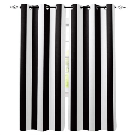 Simple Black And White Stripes Curtains Outdoor Decor Swag Kids Curtain