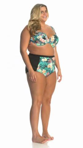 Sunsets Plus Size Tropical Oasis Retro High Waist Bikini Bottom