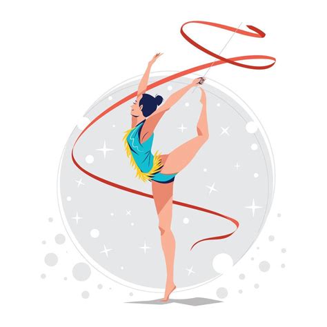 Rhythmic Gymnastics Dancing with Ribbon Concept 12597116 Vector Art at ...