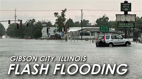 Flash Flooding In Gibson City Il Roads Impassable After Slow Moving