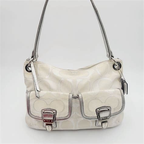 Coach Silver Poppy Signature Sateen Hippie Shoulder Bag 18980 Vtg Discontinued Etsy