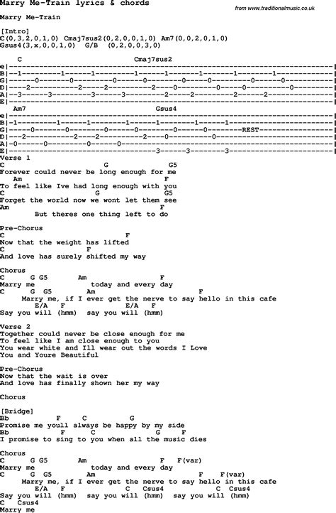 Love Song Lyrics for:Marry Me-Train with chords.