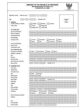 Fillable Online Indonesia Visa Bapplicationb Vip Passports Fax Email