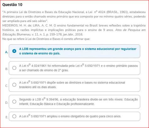 A Primeira Lei De Diretrizes E Bases Da Educa O Nacional A Lei N