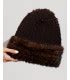 Belle Knit Mink Beanie Hat With Fox Fur Pom Pom In Brown Furhatworld