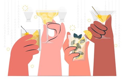 Free Vector Hands Holding Cocktails Concept Illustration