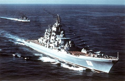 A Starboard Bow View Of A Soviet Kirov Class Nuclear Powered Guided