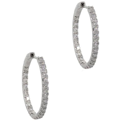 Round Brilliant Diamond Hoop Huggie Earrings For Sale At Stdibs