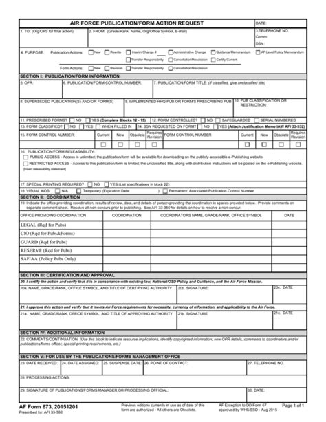 Af Form 673 Fill Out Sign Online And Download Fillable Pdf