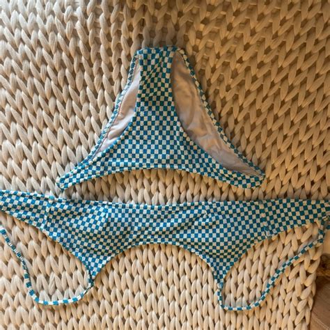 Swim Checkered Blue White Bikini Poshmark