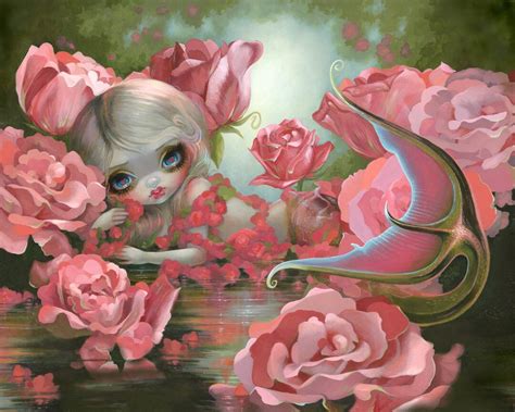 Mermaid With Roses Art Print By Jasmine Becket Griffith Surreal Big Eye