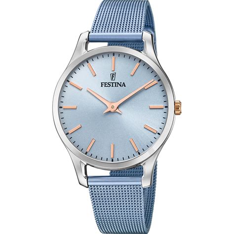 Reloj Festina Mademoiselle F Azul Correa De Acero Mujer