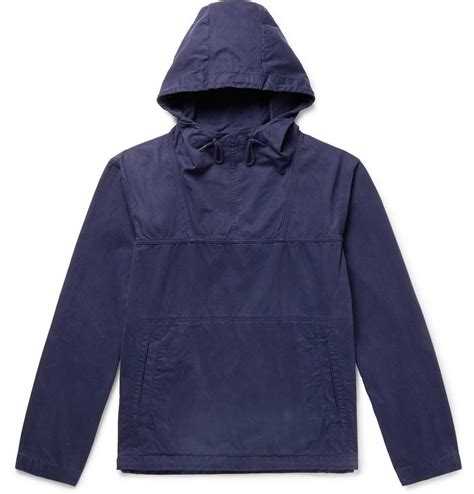 Albam Johnson Garment Dyed Washed Cotton Hooded Jacket Navy Albam