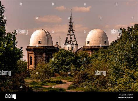 View of Bidston Observatory from Bidston Hill. The observatory is a grade-II listed building ...