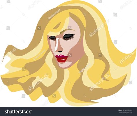 Beautiful Blonde Woman Face Long Hair Stock Vector Royalty Free 403072882