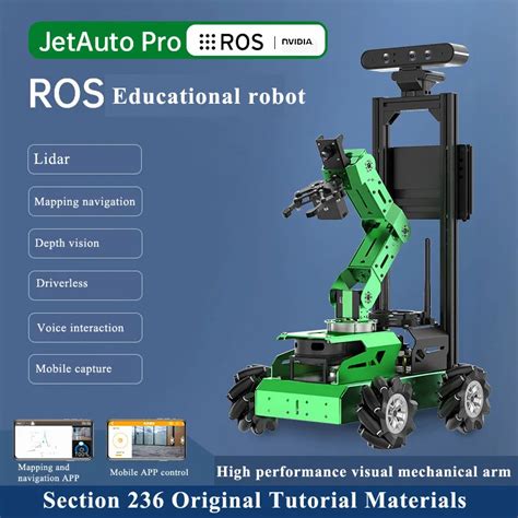 Jetauto Pro Ros Mecanum Wheel Robot Car With Vision Robotic Arm Powered