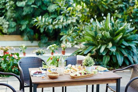 Outdoor Breakfast Stock Photo Image Of Gathering Sunroom 105094306