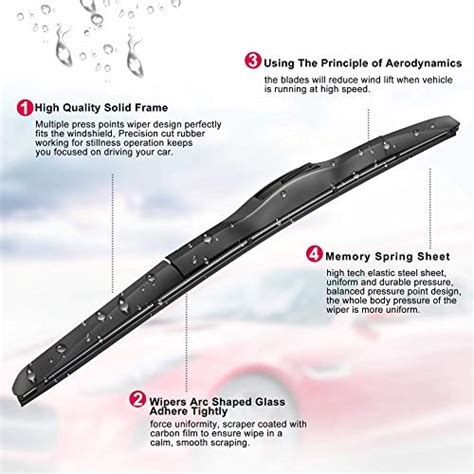 AutopartsMaster Windshield Wiper Blades Hybrid Front Window U Wiper 26