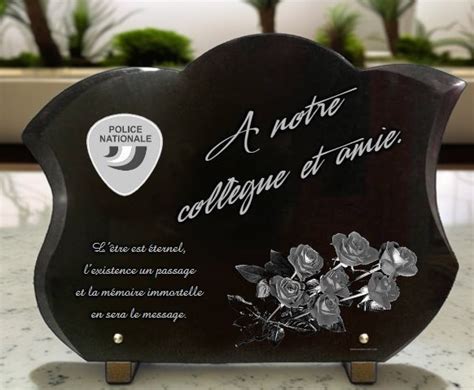 Plaque Fun Raire Personnalis E Police Nationale Et Bouquet De Roses