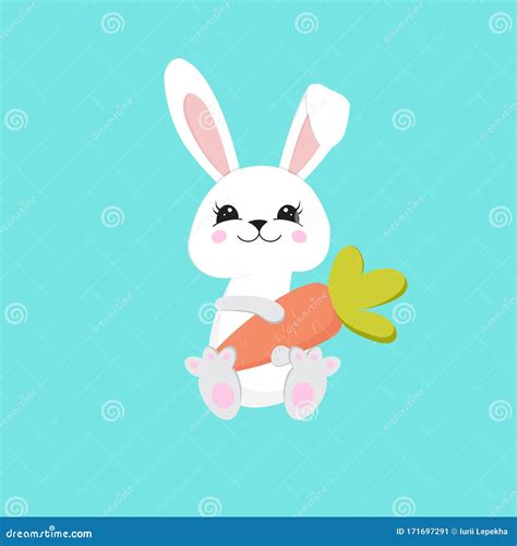 Bunny Sosteniendo Una Zanahoria Conejo De Pascua Conejo Feliz Feliz