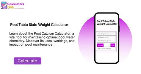 Pool Table Slate Weight Calculator Online CalculatorsHub