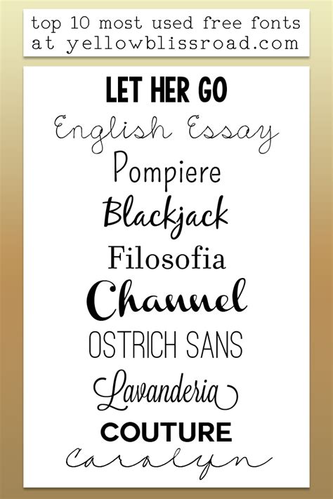 10 Popular Fonts Executivelua