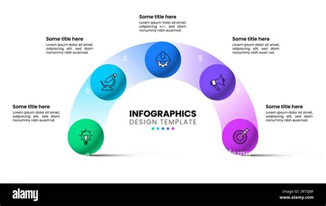 Infographic Template With Icons And 5 Options Or Steps Semicircle Can