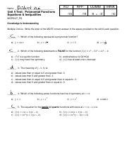 Unit 5 Test Polynomial Functions Equations And Inequalities January2022