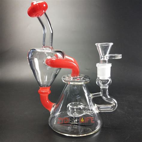 2021 7 5inch Glass Water Bong Orange Heady Unique Design Recycler Dab Rig With Bowl Hookahs For